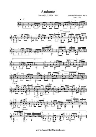 Bach  score for Acoustic Guitar