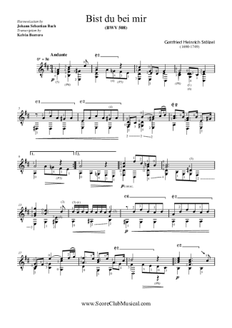 Bach Bist du Bei Mir BWV 508 score for Acoustic Guitar