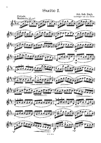 Bach Cello Suite No. 1 score for Violin