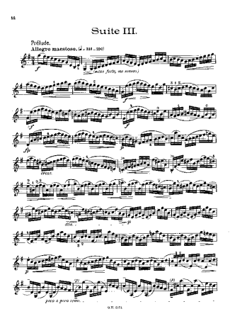 Bach Cello Suite No. 3 score for Violin