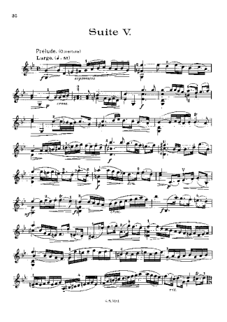 Bach Cello Suite No. 5 score for Violin