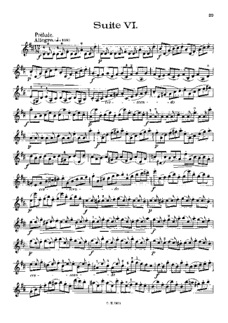 Bach Cello Suite No. 6 score for Violin