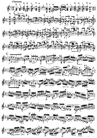 Bach Chaccone in D minor score for Violin