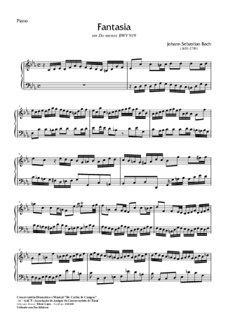 Bach Fantasia BWV919 score for Piano