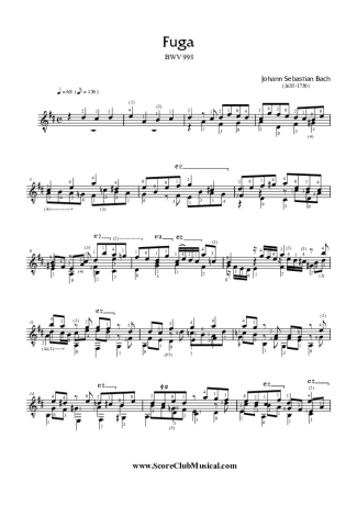 Bach  score for Acoustic Guitar