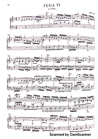 Bach Fuga Dm score for Piano