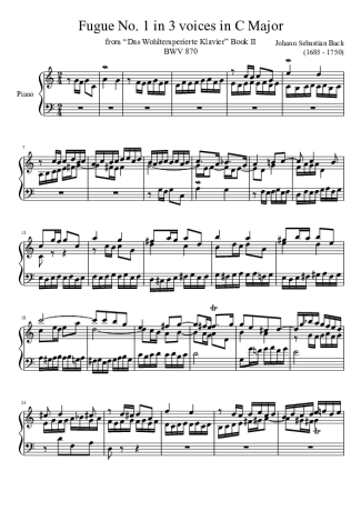 Bach  score for Piano