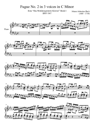 Bach  score for Piano