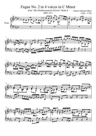 Bach  score for Piano