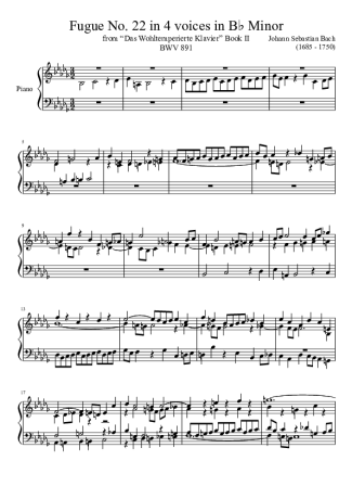 Bach  score for Piano