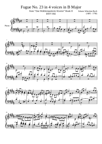 Bach  score for Piano