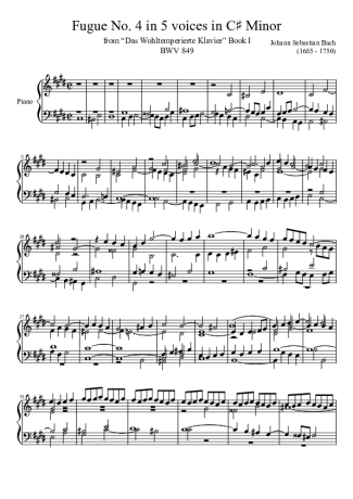 Bach  score for Piano