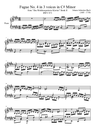 Bach  score for Piano