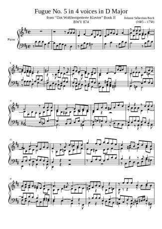 Bach  score for Piano