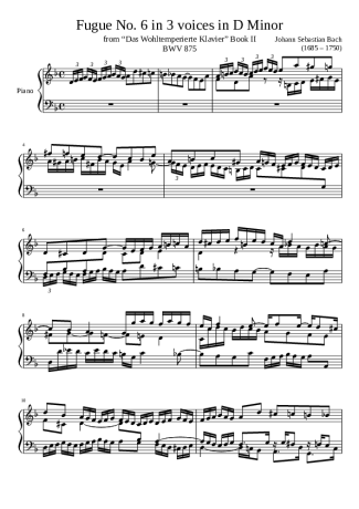 Bach  score for Piano