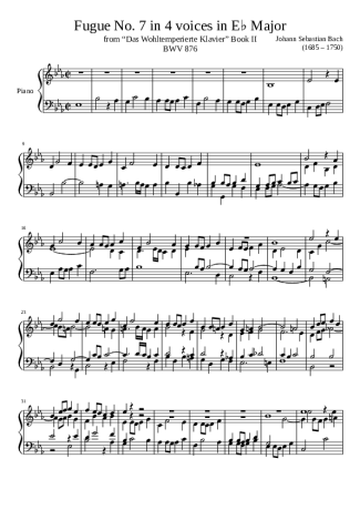 Bach  score for Piano