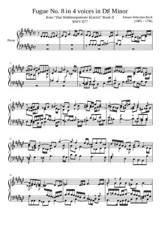 Bach  score for Piano