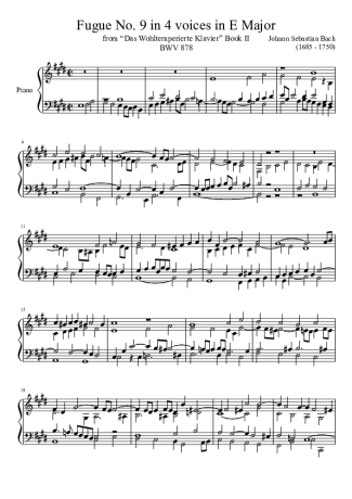 Bach  score for Piano