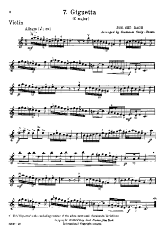 Bach  score for Violin