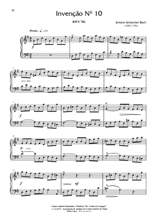 Bach  score for Piano