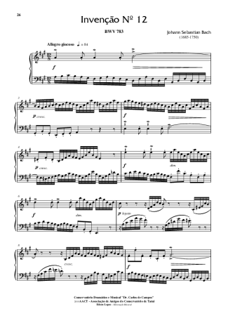 Bach  score for Piano