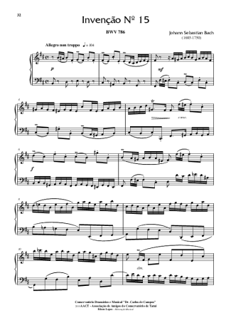 Bach  score for Piano