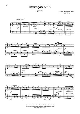 Bach  score for Piano