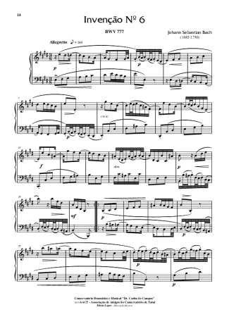 Bach  score for Piano