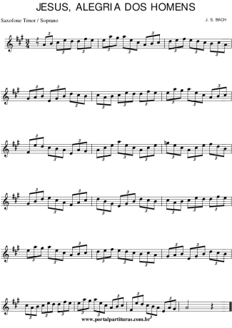 Bach Jesus, Alegria dos Homens score for Tenor Saxophone Soprano (Bb)