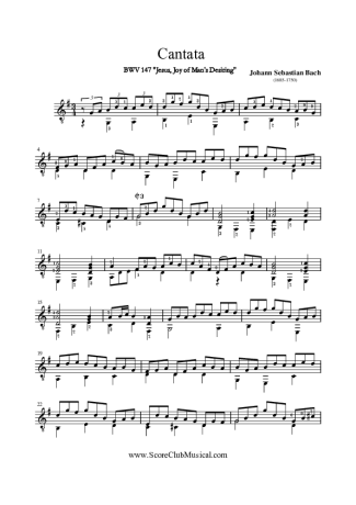 Bach Jesus Alegria dos Homens (Cantata BWV 147) score for Acoustic Guitar