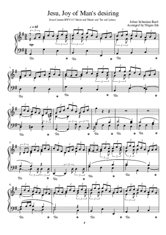 Bach Jesus Joy Of Mans Desiring score for Piano