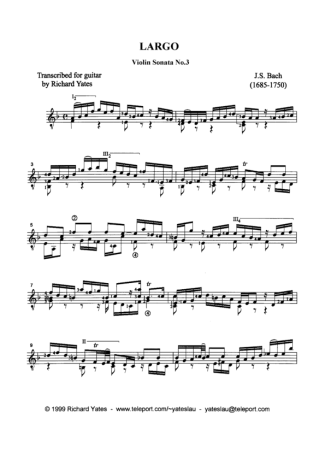 Bach  score for Acoustic Guitar