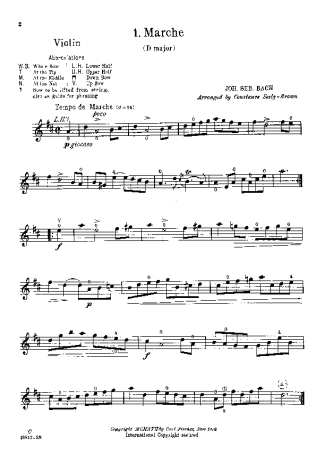 Bach March score for Violin