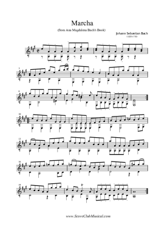 Bach Marcha (do Livro Ana Magdalena Bach) score for Acoustic Guitar