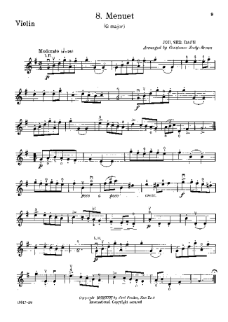 Bach  score for Violin