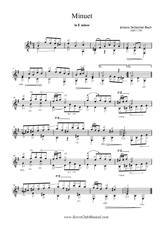 Bach Menueto em Mi menor BWV 132 score for Acoustic Guitar
