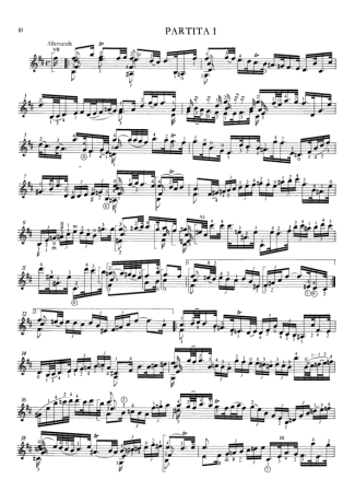 Bach Partita I score for Acoustic Guitar