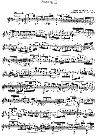 Bach  score for Violin