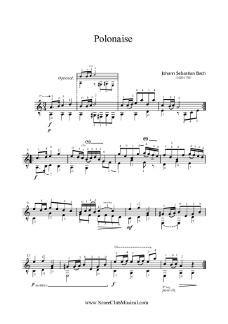 Bach Polonesa (do Livro Ana Magdalena Bach) score for Acoustic Guitar