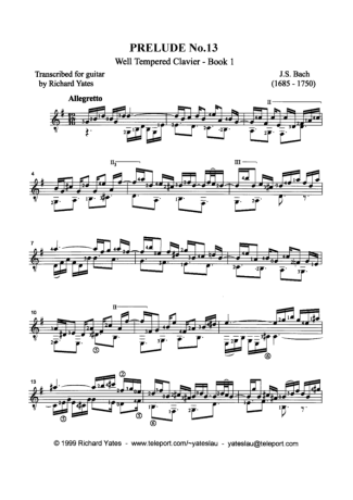 Bach  score for Acoustic Guitar