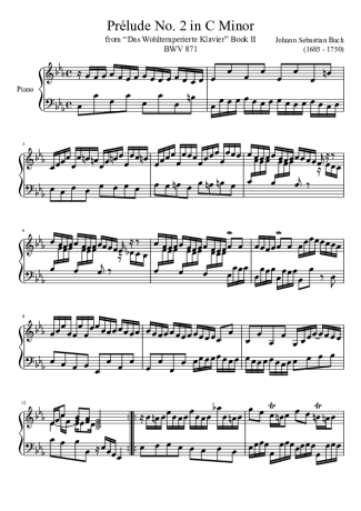 Bach  score for Piano