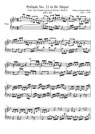 Bach  score for Piano