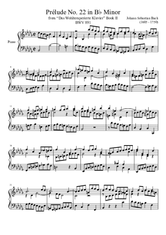 Bach  score for Piano