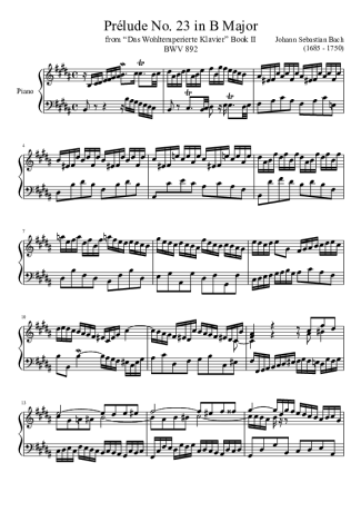 Bach  score for Piano