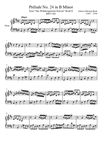 Bach  score for Piano