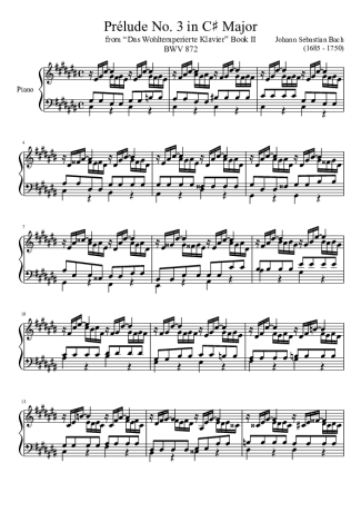 Bach  score for Piano