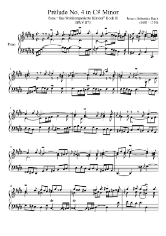 Bach  score for Piano