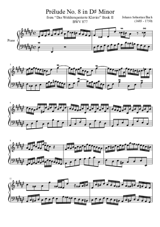 Bach  score for Piano