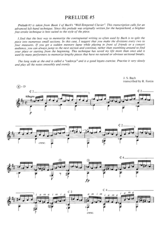 Bach  score for Acoustic Guitar