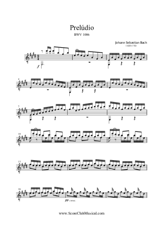 Bach Preludio BWV 1006 score for Acoustic Guitar